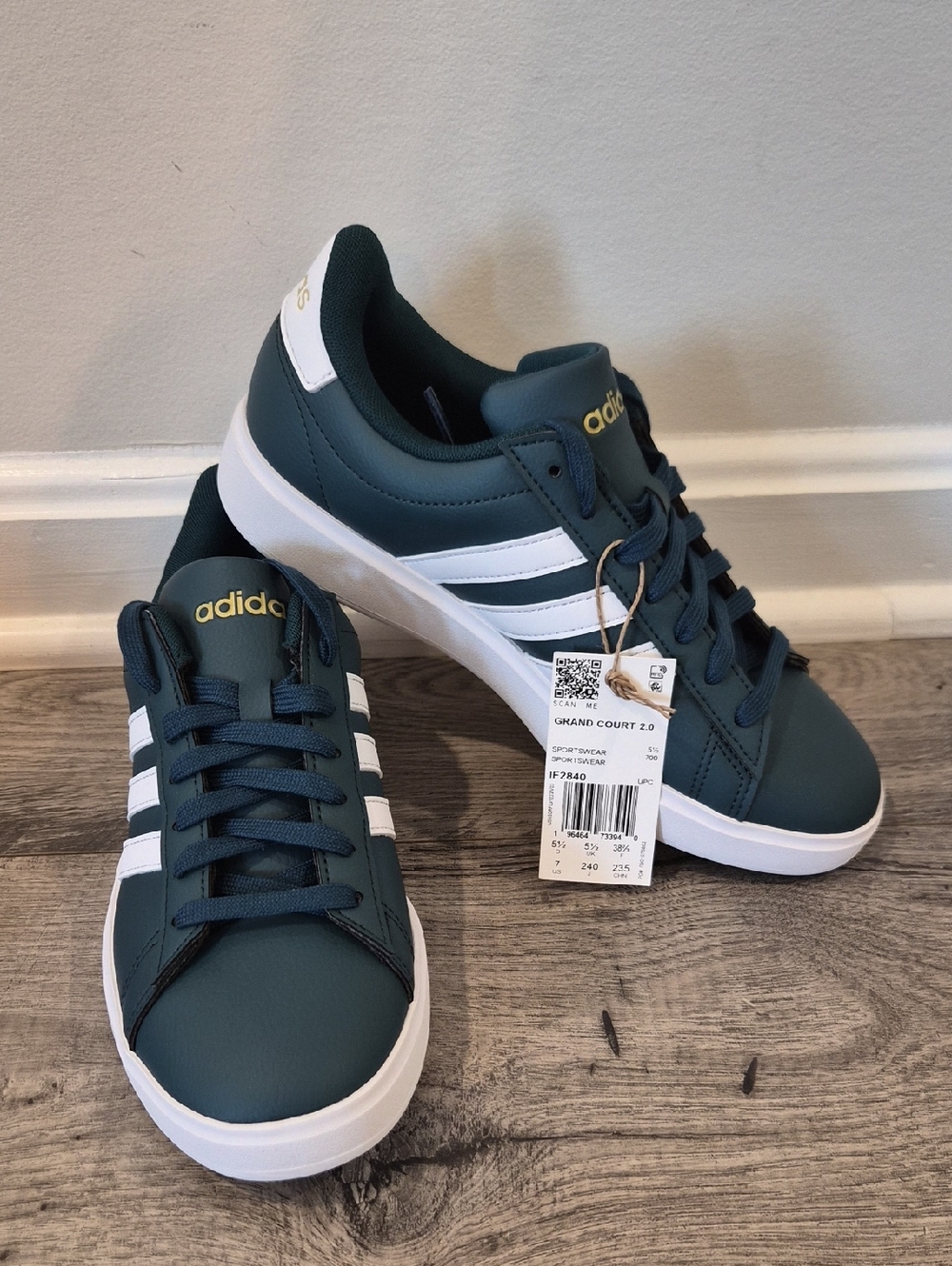 adidas Sneakers in Dark Teal with White Stripes